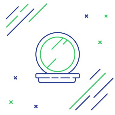 Beyaz zemin üzerinde ayna simgesi olan çizgi makyaj tozu. 8 Mart. Uluslararası Mutlu Kadınlar Günü. Renkli taslak konsepti. Vektör.