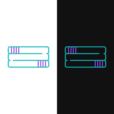 Çizgi havlu yığını simgesi beyaz ve siyah arkaplanda izole edildi. Renkli taslak konsepti. Vektör.