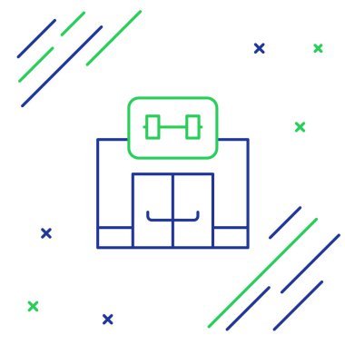 Çizgi spor salonu ikonu beyaz arkaplanda izole edildi. Spor kulübü. Renkli taslak konsepti. Vektör.