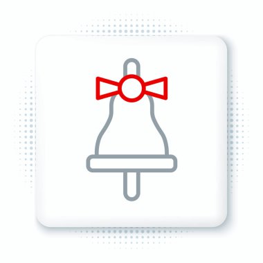 Mutlu Noeller zil ikonu beyaz arka planda izole edildi. Alarm sembolü, servis zili, el zili işareti, uyarı. Renkli taslak konsepti. Vektör.