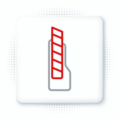 Kırtasiye bıçağı simgesi beyaz arkaplanda izole edildi. Ofis kâğıt kesicisi. Renkli taslak konsepti. Vektör.