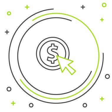 Dolar sembollü çizgi parası beyaz arka planda izole edilmiş. Bankacılık işareti. Para sembolü. Renkli taslak konsepti. Vektör.