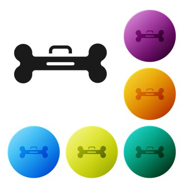 Beyaz arka planda siyah köpek kemik simgesi izole edildi. Besin sembolü. Simgeleri renk daire düğmelerine ayarla. Vektör.