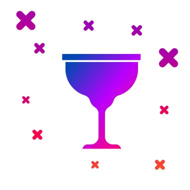 Beyaz arka planda izole edilmiş renkli Yahudi kadeh ikonu. Kiddush için Yahudi şarabı bardağı. Şabat için çerez kupası. Kademeli rastgele dinamik şekiller. Vektör.