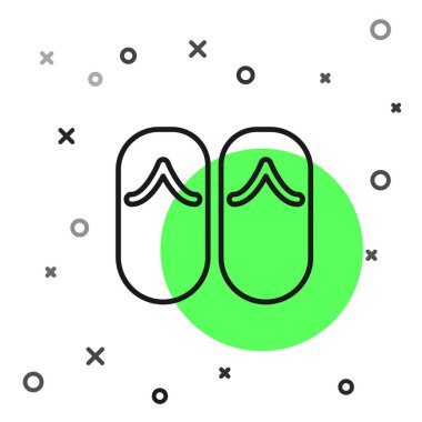 Siyah çizgi döndürme simgesi beyaz arkaplanda izole edildi. Plaj terlikleri tabelası. Vektör.