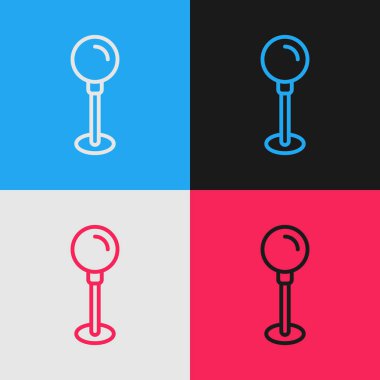 Pop Art Line Push pin simgesi renk arkaplanında izole edildi. Raptiye işareti. Vektör.