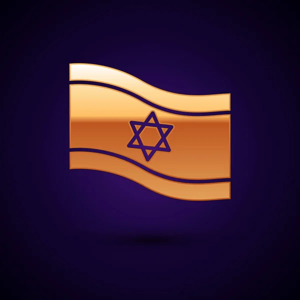 Иконка Золотой Флаг Израиля Выделена Черном Фоне Национальный Патриотический Символ — стоковый вектор