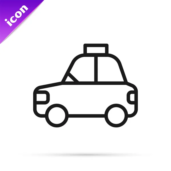 ブラックライン白い背景に隔離されたペットの車のタクシーアイコン ベクトル — ストックベクタ