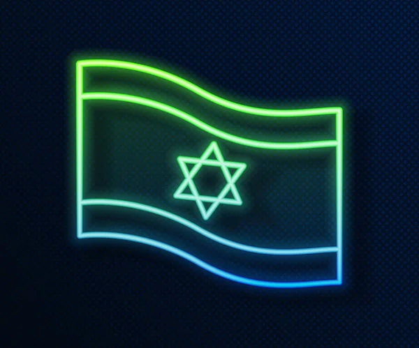 Ікона Ізраїлю Світиться Неоновою Лінією Ізольована Синьому Фоні Національний Патріотичний — стоковий вектор