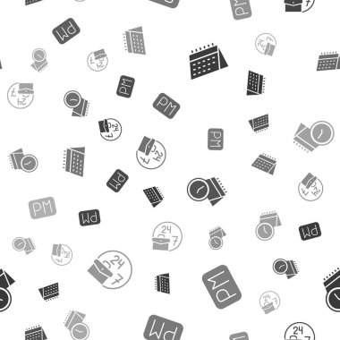 Takvimi, gündüz saatini ve saatini ayarla ve her zaman kusursuz şablonla meşgul ol. Vektör.