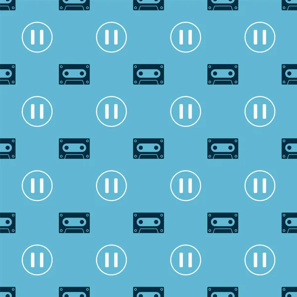 Setzen Sie Retro Audio Kassettenband Und Pause Taste Auf Ein — Stockvektor