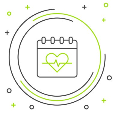 Çizgi Kalp hızı simgesi beyaz arkaplanda izole edildi. Kalp atışı işareti. Kalp atışı ikonu. Kardiyogram simgesi. Renkli taslak konsepti. Vektör.