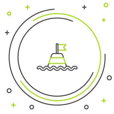 Deniz ikonunda yüzen şamandıra beyaz arka planda izole edilmiş. Renkli taslak konsepti. Vektör.