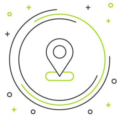 Çizgi Haritası simgesi beyaz arkaplanda izole edildi. Navigasyon, işaret, konum, harita, GPS, yön, yer, pusula, arama konsepti. Renkli özet Vektörü