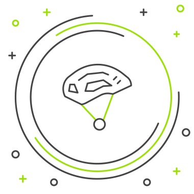 Çizgi bisiklet başlığı simgesi beyaz arkaplanda izole edildi. Olağanüstü bir spor. Spor malzemeleri. Renkli taslak konsepti. Vektör.