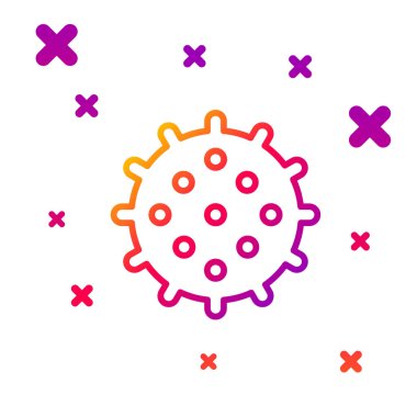 Beyaz arkaplanda renk çizgisi tenis topu simgesi izole edildi. Spor malzemeleri. Kademeli rastgele dinamik şekiller. Vektör.