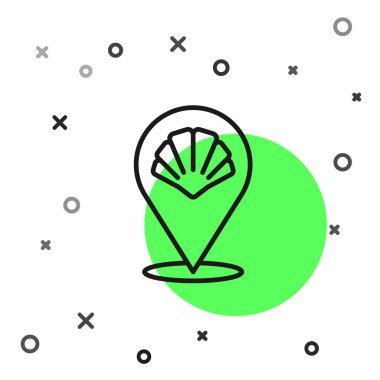 Siyah çizgi deniz kabuğu simgesi beyaz arkaplanda izole edildi. Deniz kabuğu işareti. Vektör.