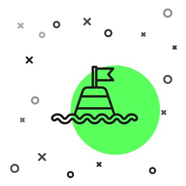 Beyaz arka planda izole edilmiş deniz ikonu üzerinde yüzen siyah şamandıra. Vektör.