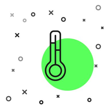 Siyah çizgi Meteoroloji termometresi beyaz arka planda izole edilmiş ikonu ölçüyor. Termometre termometresi sıcak ya da soğuk hava gösteriyor. Vektör.