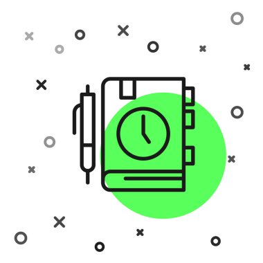 Siyah çizgi günlük not defteri simgesi beyaz arkaplanda izole edildi. Vektör.