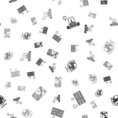 Çeşme, bozuk yol, dünya küresi ve şehir haritası konumunu kusursuz bir şekilde ayarlayın. Vektör.