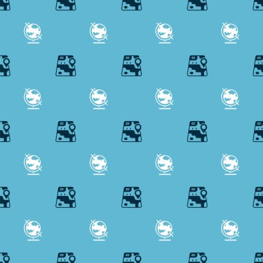 Şehir haritası navigasyonunu ve Dünya küresini kusursuz desene ayarlayın. Vektör.