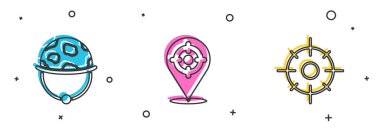 Askeri miğfer, hedef spor ve ikon. Vektör.