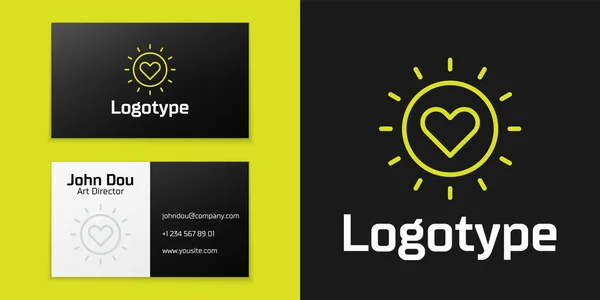 Logotipo Línea Sol Icono Aislado Sobre Fondo Negro Elemento Plantilla — Vector de stock