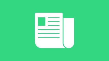 Beyaz Dosya belgesi simgesi yeşil arkaplanda izole edildi. Kontrol listesi simgesi. İş konsepti. 4K Video hareketli grafik canlandırması