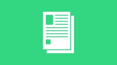 Beyaz Dosya belgesi simgesi yeşil arkaplanda izole edildi. Kontrol listesi simgesi. İş konsepti. 4K Video hareketli grafik canlandırması