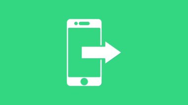 Beyaz Akıllı Telefon, yeşil arkaplanda izole edilmiş bir cep telefonu simgesi. 4K Video hareketli grafik canlandırması