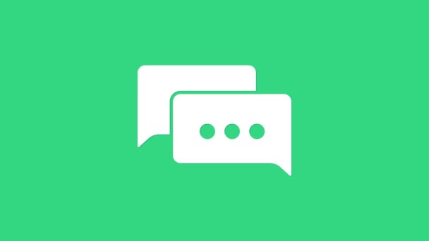 Icono de chat de burbuja de voz blanca aislado sobre fondo verde. Icono del mensaje. Comunicación o comentario símbolo de chat. Animación gráfica de vídeo 4K — Vídeos de Stock