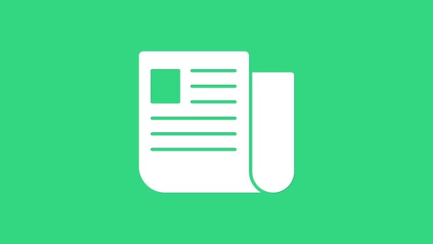 Иконка белого файла документа изолирована на зеленом фоне. Reecklist icon. Бизнес-концепция. Видеографическая анимация 4K — стоковое видео