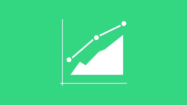 White Pie chart infographic icoon geïsoleerd op groene achtergrond. Grafiekteken. 4K Video motion grafische animatie — Stockvideo