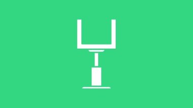 Beyaz Amerikan futbol kalesi ikonu yeşil arka planda izole edildi. 4K Video hareketli grafik canlandırması