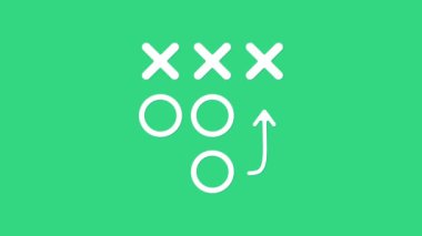 Beyaz Planlama strateji konsepti ikonu yeşil arka planda izole edildi. Futbol ya da Amerikan futbolu kupası formasyonu ve taktiği. 4K Video hareketli grafik canlandırması