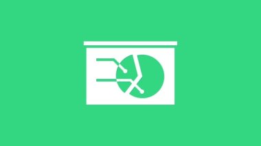 Grafik grafik simgesine sahip beyaz tahta yeşil arkaplanda izole edildi. Metin dosya simgesini rapor et. Muhasebe tabelası. Denetim, analiz, planlama. 4K Video hareketli grafik canlandırması