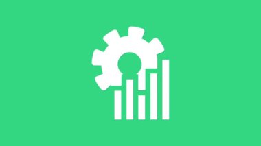 Beyaz Pasta grafiği bilgi simgesi yeşil arkaplanda izole edildi. Diyagram çizelgesi. 4K Video hareketli grafik canlandırması