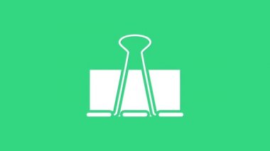 Yeşil arkaplanda beyaz klasör simgesi izole edildi. Ataç. 4K Video hareketli grafik canlandırması