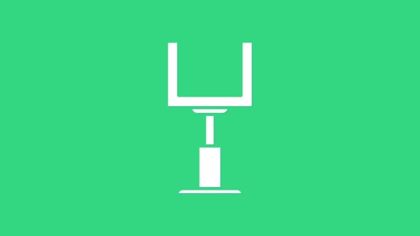 Wit Amerikaans voetbaldoelpunt pictogram geïsoleerd op groene achtergrond. 4K Video motion grafische animatie — Stockvideo