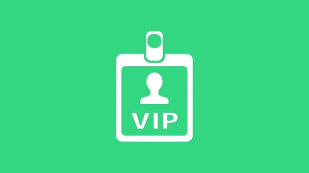 Witte VIP badge pictogram geïsoleerd op groene achtergrond. 4K Video motion grafische animatie — Stockvideo