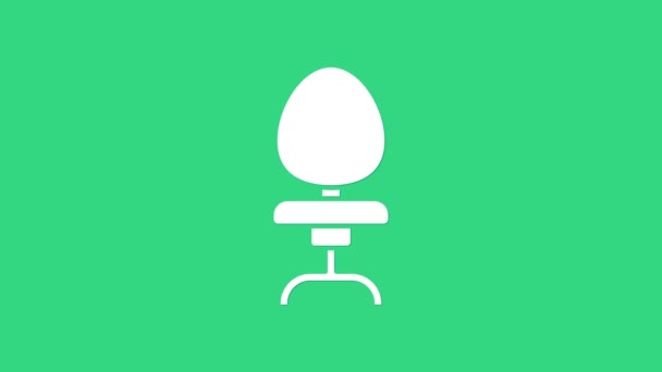 Vit Office stol ikon isolerad på grön bakgrund. 4K Video motion grafisk animation — Stockvideo