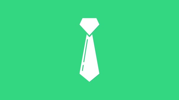 White Tie icon isolated on green background. Necktie and neckcloth symbol. 4K Video motion graphic animation — Stock Video