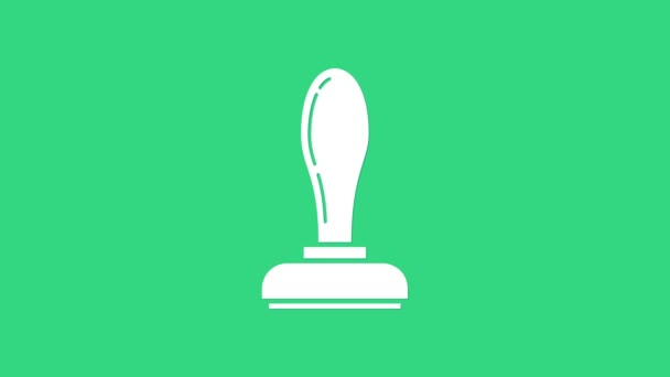 Icono de sello blanco aislado sobre fondo verde. Animación gráfica de vídeo 4K — Vídeo de stock