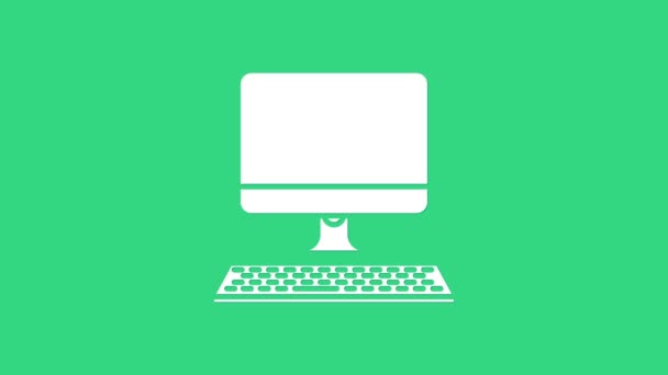 Moniteur d'ordinateur blanc avec icône clavier isolé sur fond vert. Panneau composant PC. Animation graphique de mouvement vidéo 4K — Video