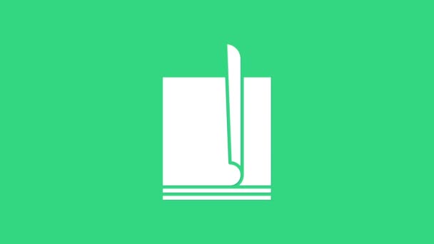Піктограма документа білого файла ізольовано на зеленому тлі. Піктограма контрольного списку. Бізнес-концепція. 4K Відео рух графічна анімація — стокове відео