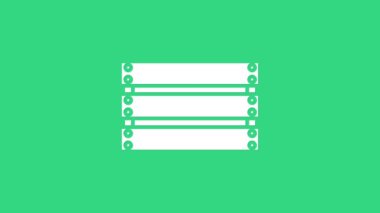 Yeşil arka planda beyaz tahta kutu simgesi izole edildi. Market sepeti, depo sandığı. Sebzeler ve ürünler için boş ahşap kap. 4K Video hareketli grafik canlandırması