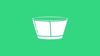 Yeşil arka planda beyaz koruyucu koni tasma ikonu izole edildi. Kurtarma konisi. Hayvanlar için koni. 4K Video hareketli grafik canlandırması