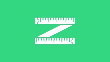 Beyaz bant ölçüm simgesi yeşil arkaplanda izole edildi. Ölçüm bandı. 4K Video hareketli grafik canlandırması