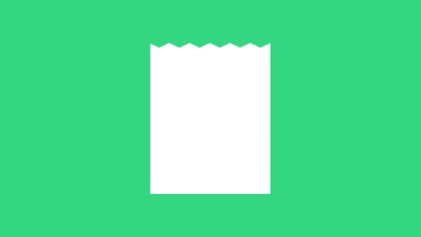 White Paper shopping bag icon isolated on green background. Package sign. 4K Video motion graphic animation — Stock Video